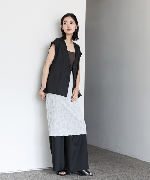 select MOCA Et（セレクトモカエト）の「【Et】No-collar vest and slacks set-up（セットアップ・レディース・ブラック/アイボリー・MEDIUM/LARGE）」の21枚目の写真