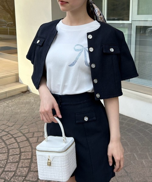 SNIDEL(スナイデル)の「【USAGI ONLINE / ZOZOTOWN 限定カラーあり】ORGANICSラインストーンTシャツ(Tシャツ/カットソー・レディース・C/B/ブラウン/A/ホワイト/イエロー/H/G/F/E/D/I・FREE)」の5枚目の写真