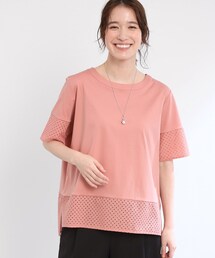 Reflect | 【夏SALE/E‐QUALITY/手洗い可】コットンレースドッキングTシャツ(Tシャツ/カットソー)