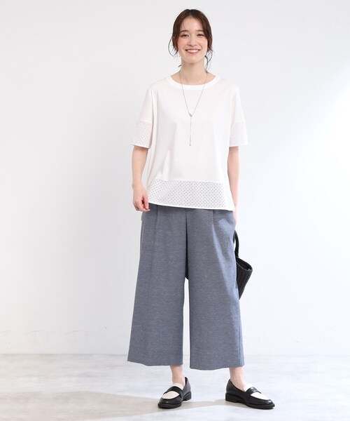 Reflect(リフレクト)の「【夏SALE/E‐QUALITY/手洗い可】コットンレースドッキングTシャツ(Tシャツ/カットソー・レディース・ライトオレンジ系/ブラック/オフホワイト・11/09)」の5枚目の写真