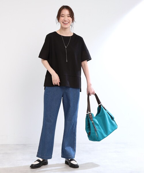Reflect(リフレクト)の「【夏SALE/E‐QUALITY/手洗い可】コットンレースドッキングTシャツ(Tシャツ/カットソー・レディース・ライトオレンジ系/ブラック/オフホワイト・11/09)」の9枚目の写真