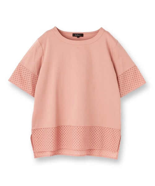 Reflect(リフレクト)の「【夏SALE/E‐QUALITY/手洗い可】コットンレースドッキングTシャツ(Tシャツ/カットソー・レディース・ライトオレンジ系/ブラック/オフホワイト・11/09)」の16枚目の写真