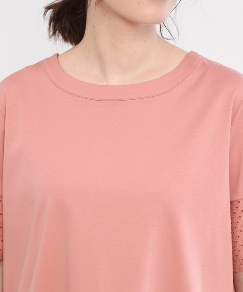 Reflect(リフレクト)の「【夏SALE/E‐QUALITY/手洗い可】コットンレースドッキングTシャツ(Tシャツ/カットソー・レディース・ライトオレンジ系/ブラック/オフホワイト・11/09)」の20枚目の写真