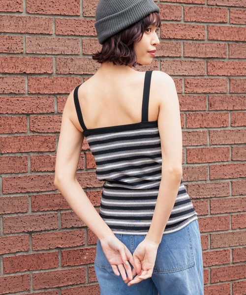 anap mimpi（アナップミンピ）の「カップ付きボーダーフライス キャミソール（キャミソール・レディース・ベージュ/ブラック/ブラウン・FREE）」の6枚目の写真