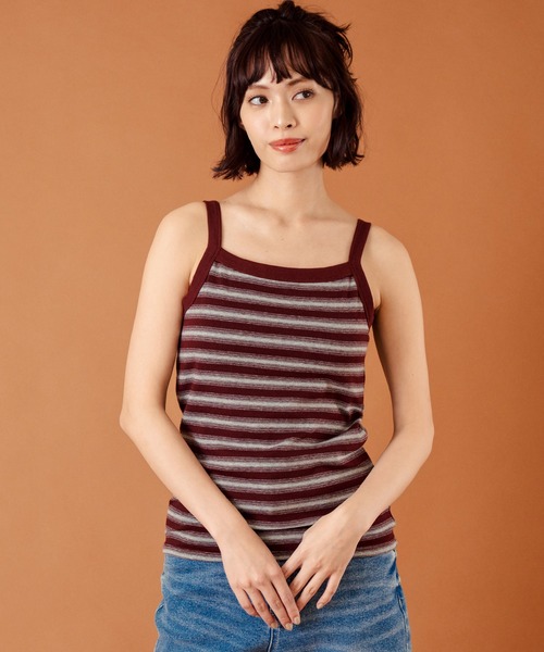 anap mimpi（アナップミンピ）の「カップ付きボーダーフライス キャミソール（キャミソール・レディース・ベージュ/ブラック/ブラウン・FREE）」の9枚目の写真