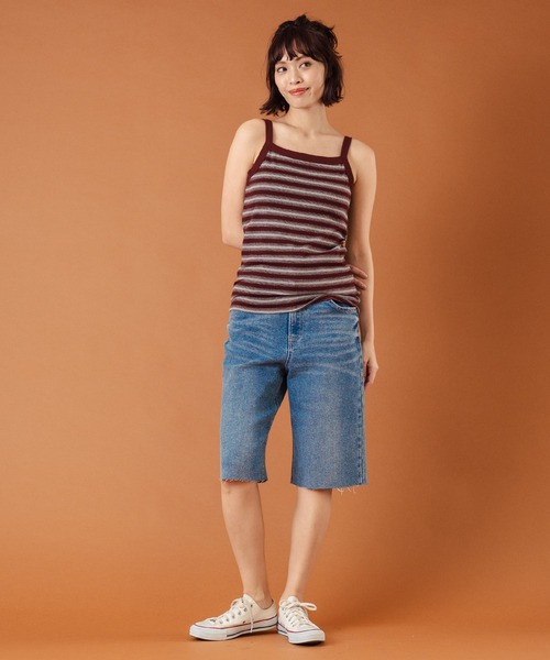 anap mimpi（アナップミンピ）の「カップ付きボーダーフライス キャミソール（キャミソール・レディース・ベージュ/ブラック/ブラウン・FREE）」の11枚目の写真