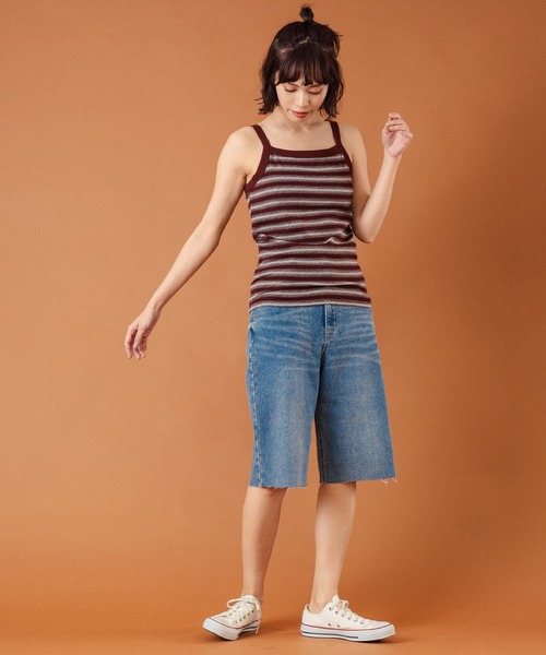 anap mimpi（アナップミンピ）の「カップ付きボーダーフライス キャミソール（キャミソール・レディース・ベージュ/ブラック/ブラウン・FREE）」の12枚目の写真