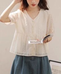 Cloth＆Cross 24SS バルーンスリーブVネックブラウス バルーンスリーブVネックブラウス｜J'aDoRe JUN ONLINE OUTLET