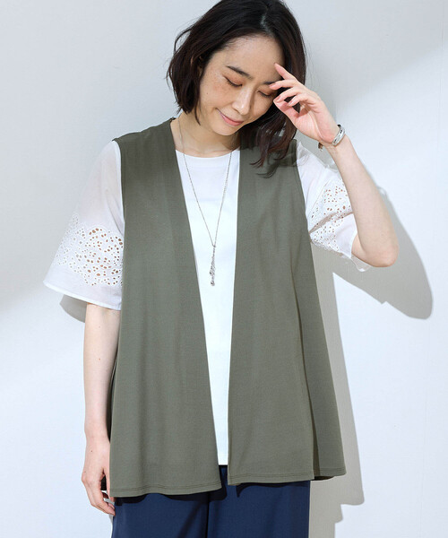 DECOY SINCE 1981（デコイシンスイチキュウハチイチ）の「カットソージレ（カーディガン/ボレロ・レディース・ネイビー/グレー/カーキ・M/L/LL）」の14枚目の写真