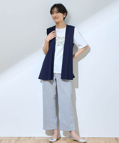 DECOY SINCE 1981（デコイシンスイチキュウハチイチ）の「カットソージレ（カーディガン/ボレロ・レディース・ネイビー/グレー/カーキ・M/L/LL）」の15枚目の写真