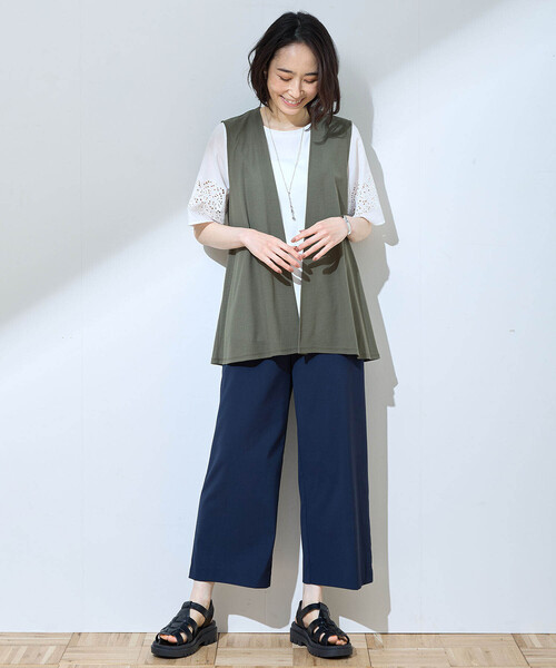 DECOY SINCE 1981（デコイシンスイチキュウハチイチ）の「カットソージレ（カーディガン/ボレロ・レディース・ネイビー/グレー/カーキ・M/L/LL）」の17枚目の写真