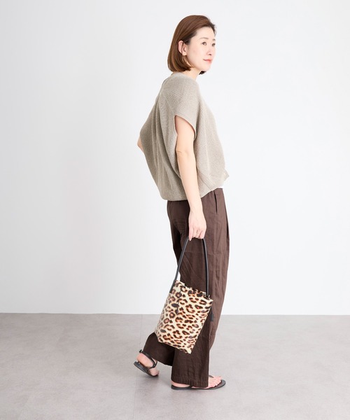 ハグオーワー　レオパード柄バケットバッグ ハグオーワー▫️レオパードpt.ワンハンドルバケットバッグ（M）キャメル