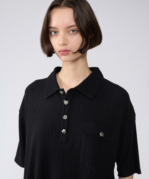 ONCILY(オンシェリー)の「SILVER BUTTON RIB-CUT POLO SHIRT / シルバーボタンリブカットポロシャツ(ポロシャツ・メンズ・ブルー/ブラック/アイボリー/ネイビー・LARGE/SMALL/MEDIUM)」の18枚目の写真