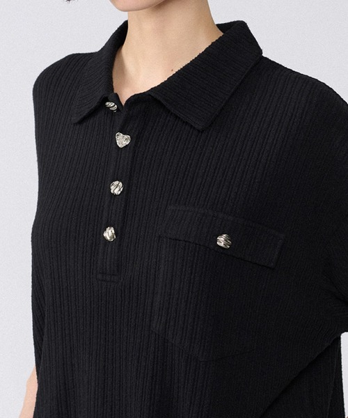 ONCILY(オンシェリー)の「SILVER BUTTON RIB-CUT POLO SHIRT / シルバーボタンリブカットポロシャツ(ポロシャツ・メンズ・ブルー/ブラック/アイボリー/ネイビー・LARGE/SMALL/MEDIUM)」の21枚目の写真