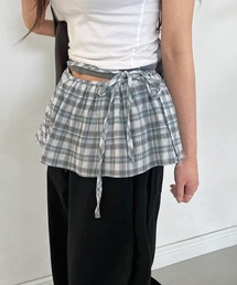 チェックフリルラップレイヤードスカート