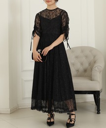 【2点セット】2way バックコンシャス レース 袖リボン レイヤード ドレス