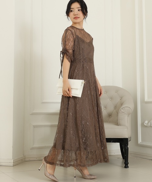 Lace Ladies（レースレディース）の「【2点セット】2way バックコンシャス レース 袖リボン レイヤード ドレス（ドレス・レディース・ネイビー/ミント/チャコールグレー/ブラック・FREE/S）」の17枚目の写真