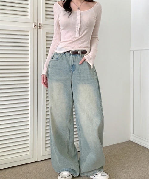 UP START(アップスタート)の「【LAMPOON】スーパールーズバルーンデニムパンツ(デニムパンツ・レディース・ダークブルー/ライトブルー/ブラック・MEDIUM/LARGE/SMALL)」の1枚目の写真