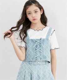 【4点セット】ビスチェとTシャツ ビスチェセット tシャツ レースtシャツ」に該当するファッション