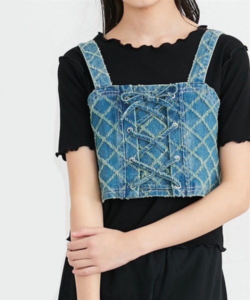 セール】2点セット（デニムビスチェ＋Tシャツ）（女の子）（T