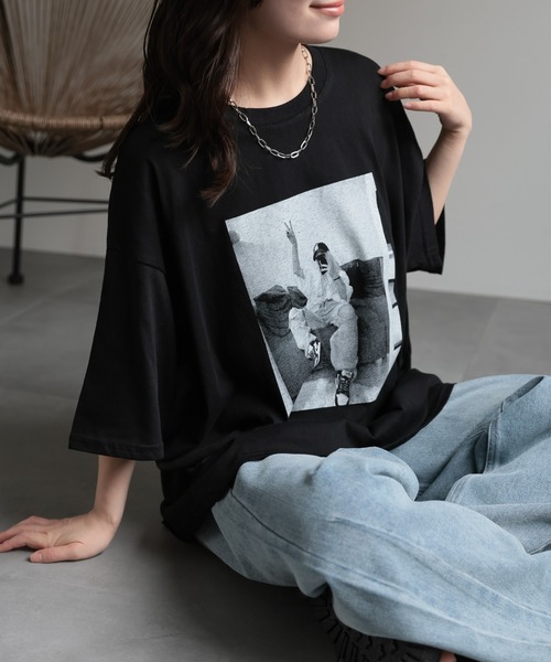 ap retro(アプレトロ)の「フォトプリント半袖BigTee(Tシャツ/カットソー・レディース・オートミール/ブラック/ホワイト/ネイビー・FREE)」の13枚目の写真