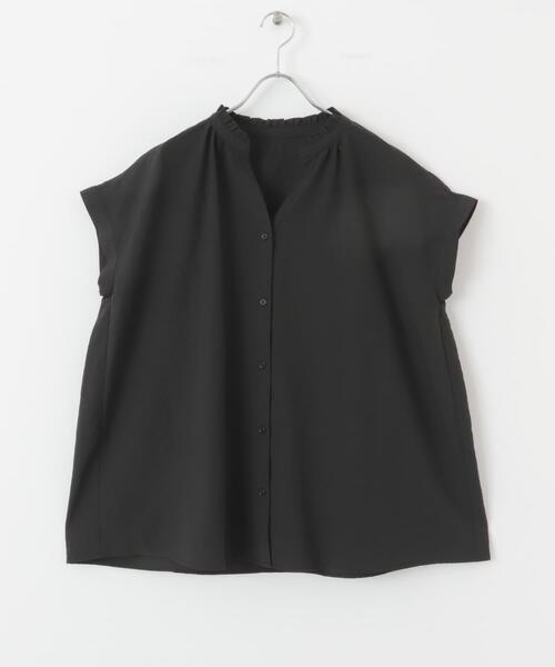 ITEMS URBANRESEARCH（アイテムズ アーバンリサーチ）の「フリルスキッパーブラウス（シャツ/ブラウス・レディース・ブラック/ホワイト/ライトベージュ・FREE）」の6枚目の写真