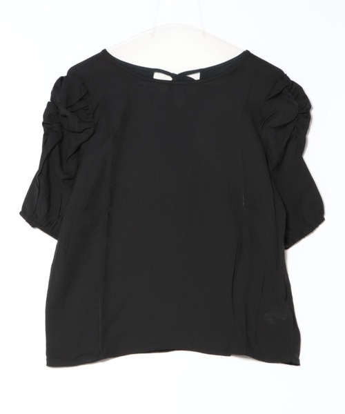 LAFFMO（ラフモ）の「ギャザーパフスリーブブラウス（シャツ/ブラウス・レディース・ベージュ/ブラック・XL/L/M）」の4枚目の写真