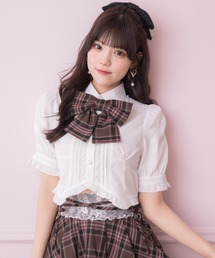 【セットアップ対応】シャーリングショルダーフリルヘムブラウス
