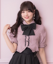 ブラウス シャツ レースブラウス「セットアップ対応」 レディース DearMyLove ブラウス シャツ レースアップVヨークフリルブラウス