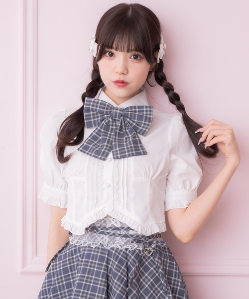 ROJITA（ロジータ）の「【セットアップ対応】シャーリングショルダーフリルヘムブラウス（シャツ/ブラウス・レディース・ブルー/ブラウン/ピンク・FREE）」の3枚目の写真