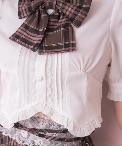 ROJITA（ロジータ）の「【セットアップ対応】シャーリングショルダーフリルヘムブラウス（シャツ/ブラウス・レディース・ブルー/ブラウン/ピンク・FREE）」の10枚目の写真