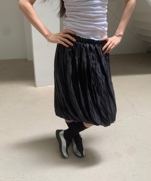LONSLAN】 コクーンプリーツスカート LONW25a005-ファッション