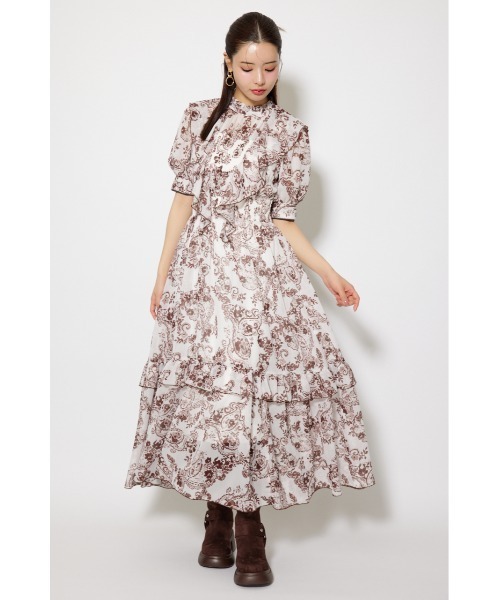 rienda(リエンダ)の「フロントロングフリルマルチパターンワンピース 秋服(ワンピース・レディース・ホワイト系その他/ブルー系その他/ブラック・FREE)」の5枚目の写真