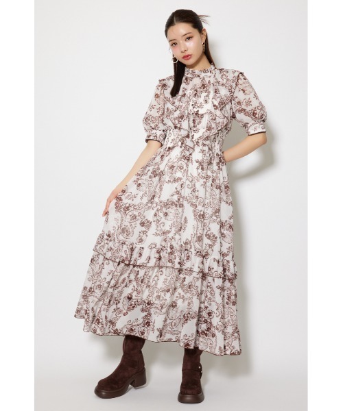 rienda(リエンダ)の「フロントロングフリルマルチパターンワンピース 秋服(ワンピース・レディース・ホワイト系その他/ブルー系その他/ブラック・FREE)」の6枚目の写真