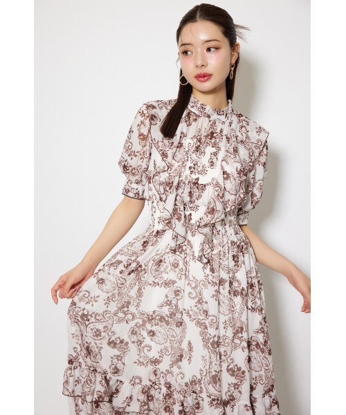 rienda(リエンダ)の「フロントロングフリルマルチパターンワンピース 秋服(ワンピース・レディース・ホワイト系その他/ブルー系その他/ブラック・FREE)」の7枚目の写真