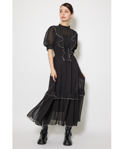rienda(リエンダ)の「フロントロングフリルマルチパターンワンピース 秋服(ワンピース・レディース・ホワイト系その他/ブルー系その他/ブラック・FREE)」の18枚目の写真