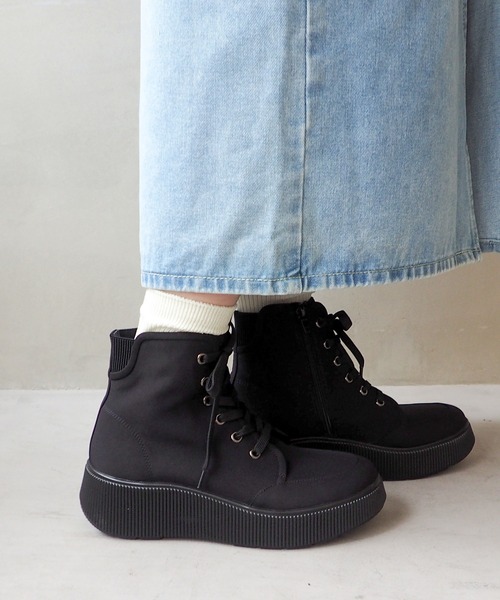 あしながおじさん(アシナガオジサン)の「撥水│ハイカットスニーカー 1310281(スニーカー・レディース・モカ/ブラック・22.5cm/23cm/23.5cm/24cm/24.5cm)」の2枚目の写真