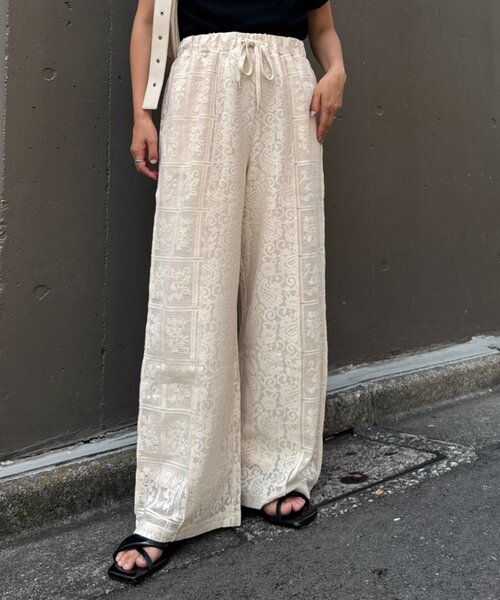 セール】パッチワーク切替レースワイドパンツ（その他パンツ