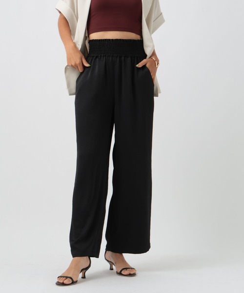 BAYFLOW（ベイフロー）の「ウエストシャーリングサテンパンツ（その他パンツ・レディース・ブラウン/ブラック/カーキ・FREE/X-SMALL）」の2枚目の写真