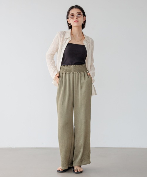 BAYFLOW（ベイフロー）の「ウエストシャーリングサテンパンツ（その他パンツ・レディース・ブラウン/ブラック/カーキ・FREE/X-SMALL）」の10枚目の写真