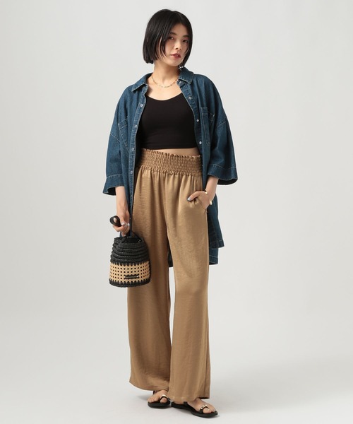 BAYFLOW（ベイフロー）の「ウエストシャーリングサテンパンツ（その他パンツ・レディース・ブラウン/ブラック/カーキ・FREE/X-SMALL）」の15枚目の写真