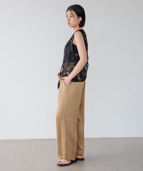 BAYFLOW（ベイフロー）の「ウエストシャーリングサテンパンツ（その他パンツ・レディース・ブラウン/ブラック/カーキ・FREE/X-SMALL）」の5枚目の写真