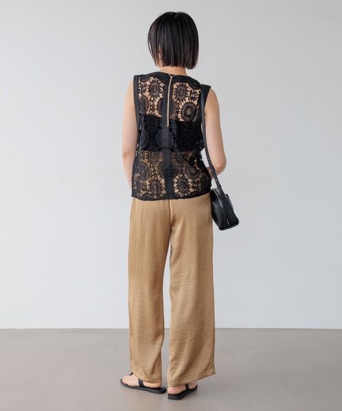 BAYFLOW（ベイフロー）の「ウエストシャーリングサテンパンツ（その他パンツ・レディース・ブラウン/ブラック/カーキ・FREE/X-SMALL）」の6枚目の写真