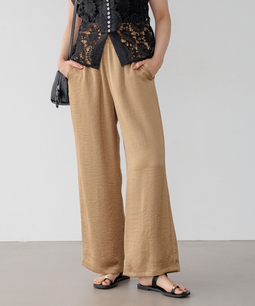 BAYFLOW（ベイフロー）の「ウエストシャーリングサテンパンツ（その他パンツ・レディース・ブラウン/ブラック/カーキ・FREE/X-SMALL）」の7枚目の写真