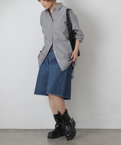 COLONY 2139（コロニートゥーワンスリーナイン）の「ストライプリラックスオーバーシャツ（シャツ/ブラウス・レディース・グレー/サックスブルー/ネイビー・FREE）」の9枚目の写真