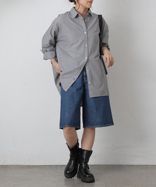 COLONY 2139（コロニートゥーワンスリーナイン）の「ストライプリラックスオーバーシャツ（シャツ/ブラウス・レディース・グレー/サックスブルー/ネイビー・FREE）」の11枚目の写真