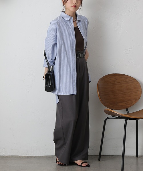 COLONY 2139（コロニートゥーワンスリーナイン）の「ストライプリラックスオーバーシャツ（シャツ/ブラウス・レディース・グレー/サックスブルー/ネイビー・FREE）」の19枚目の写真