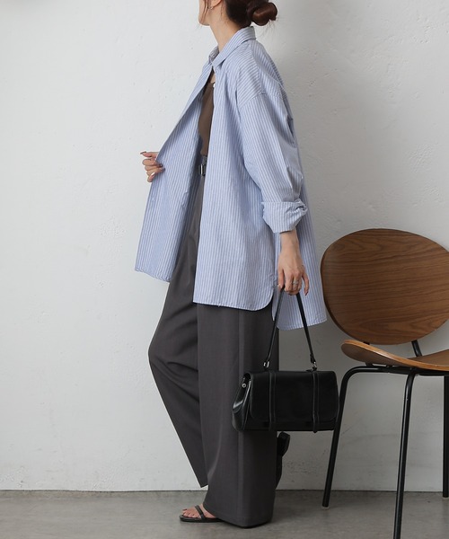 COLONY 2139（コロニートゥーワンスリーナイン）の「ストライプリラックスオーバーシャツ（シャツ/ブラウス・レディース・グレー/サックスブルー/ネイビー・FREE）」の17枚目の写真