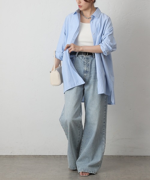 COLONY 2139（コロニートゥーワンスリーナイン）の「ストライプリラックスオーバーシャツ（シャツ/ブラウス・レディース・グレー/サックスブルー/ネイビー・FREE）」の22枚目の写真