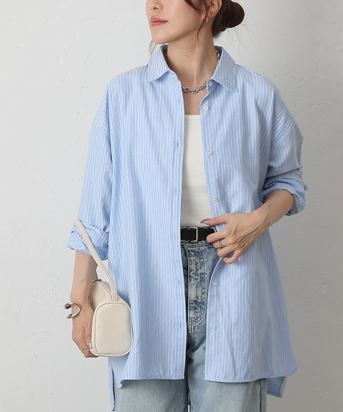 COLONY 2139（コロニートゥーワンスリーナイン）の「ストライプリラックスオーバーシャツ（シャツ/ブラウス・レディース・グレー/サックスブルー/ネイビー・FREE）」の20枚目の写真
